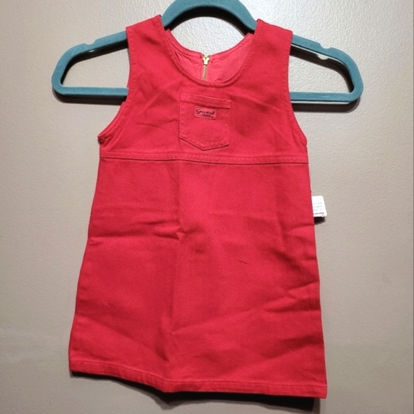 VINTAGE 90s-early 2000s Baby Guess Jean Red Zip Back Dress Size 4Y - Picture 1 of 7